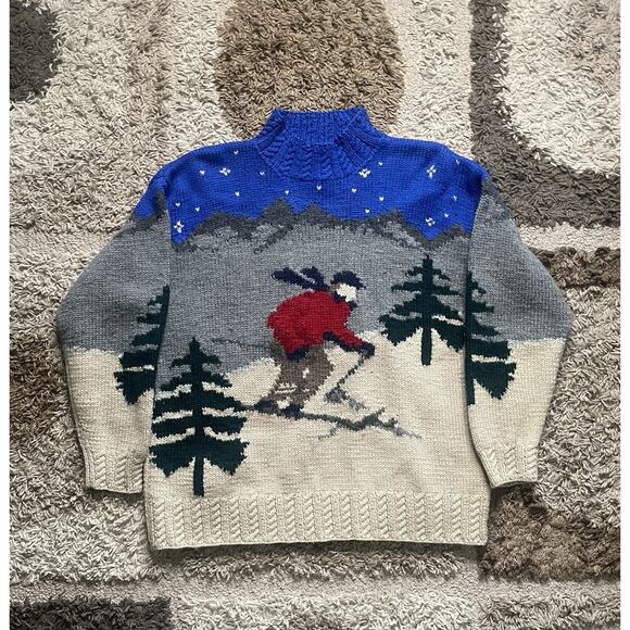Polo Ralph Lauren Sweaters - Ralph Lauren Wool Knit Sweater Women’s Petite M Skier AOP Vintage 90s RRL